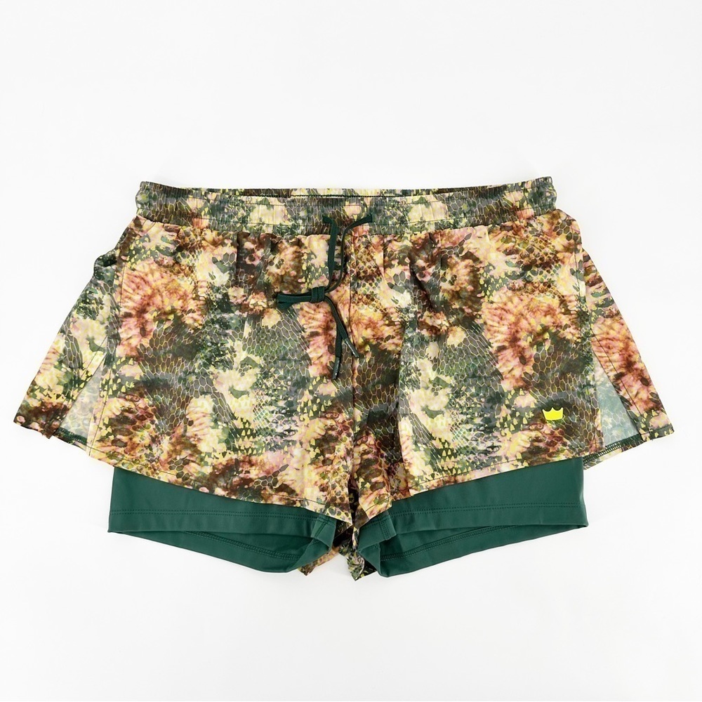 SHEFIT Womens Multicolor Animal Print Elastic Waist Athletic Shorts Size Luxe